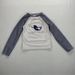 Crazy 8 Mermaid Girls Seim Surf Club Rashguard - White and Blue Sz 4T